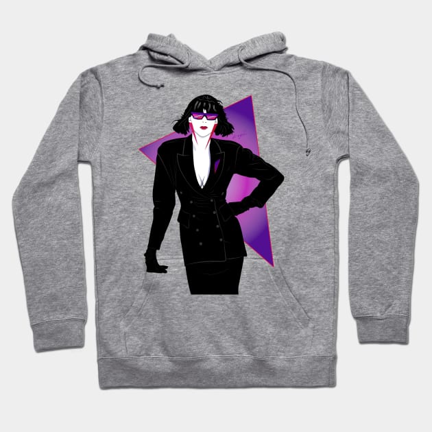 Synthwave Agent 80s Patrick Nagel Hoodie by di-age7